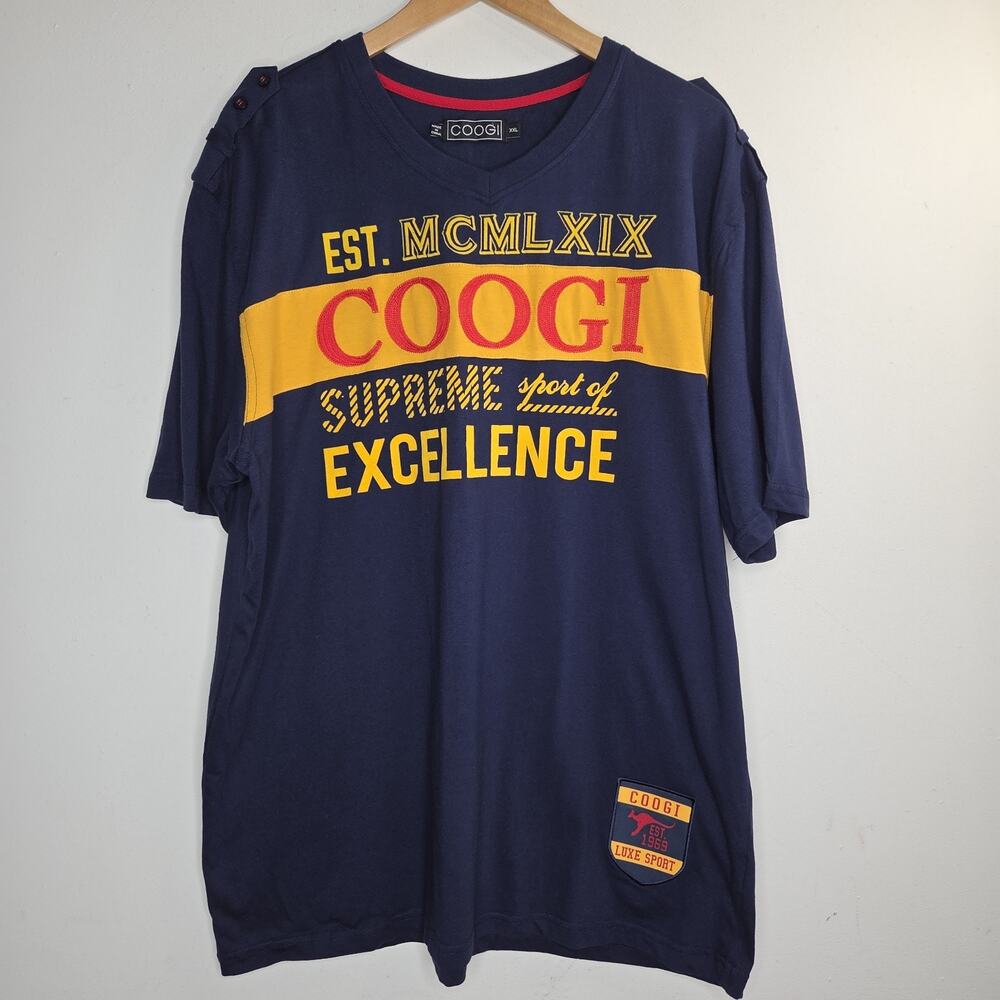 Vintage Coogi Supreme Sport of Excellence T-Shirt Men's XXL Blue Embroidered